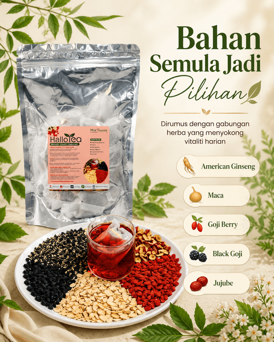 Hallo Dried Herbs Energy Booster Tea angle 2
